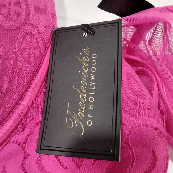 NWT Fredericks Of Hollywood Slip Dress + Panties Sz 1X Y2K Hot Pink McBling - Picture 3 of 6